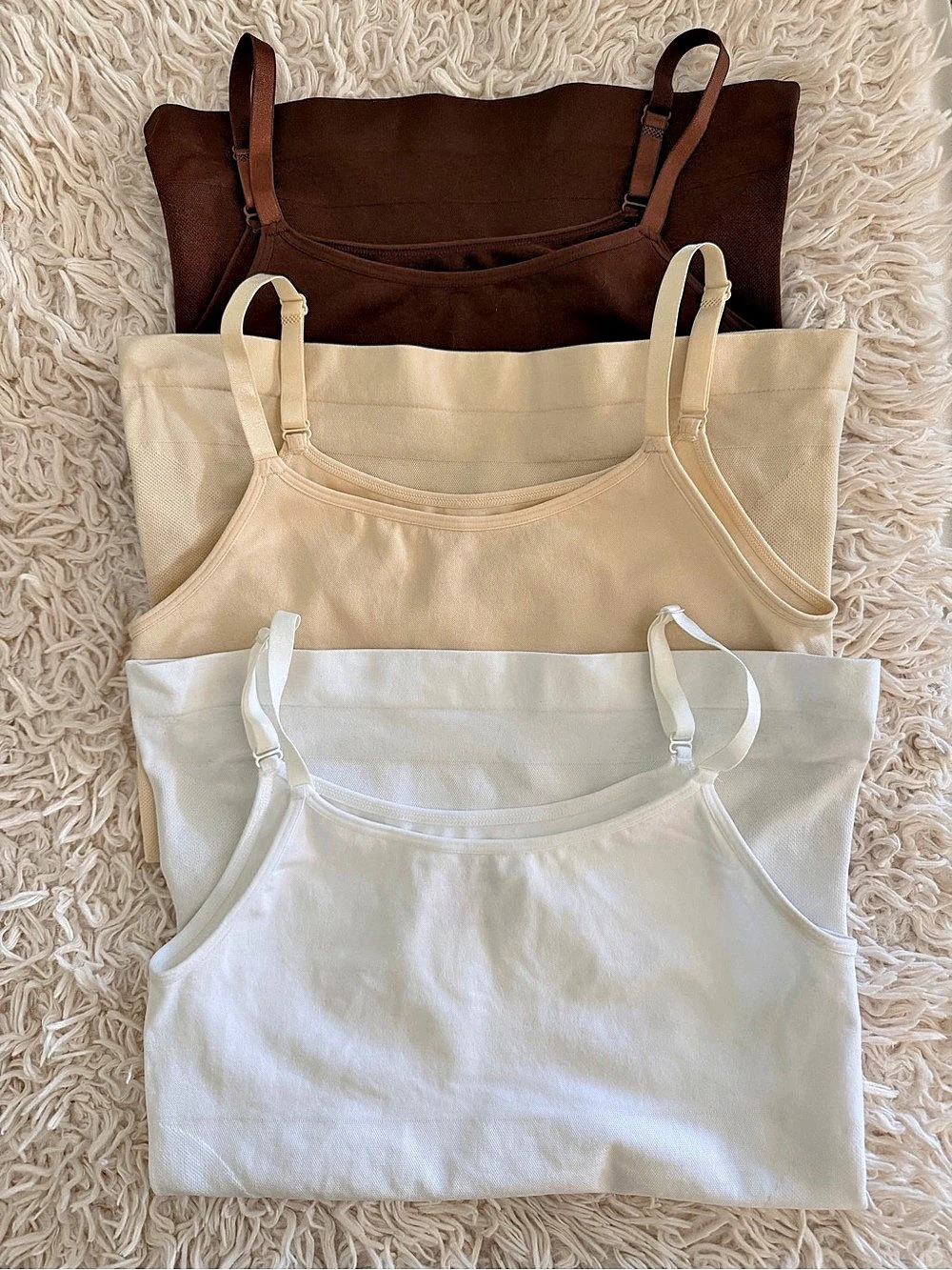 Empetua Scoop Neck Cami Shapewear Set of 3 White/Brown/Cream (Like New - XL)